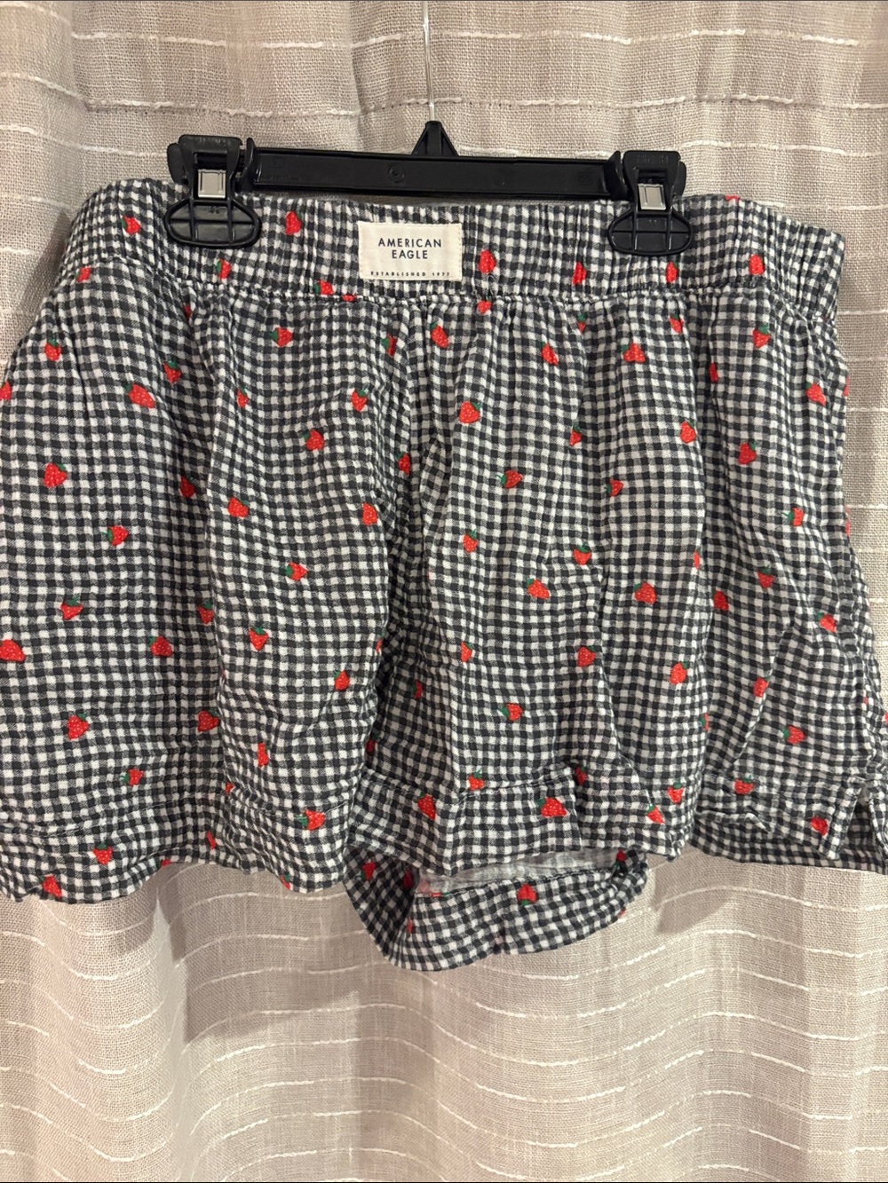 American Eagle Outfitters Black & White Pajama Set with Red strawberry Print - Picture 3 of 5
